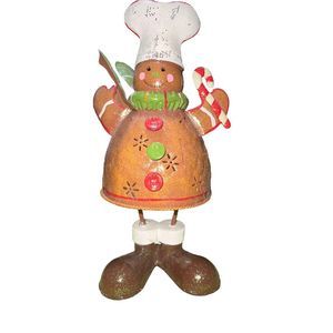 Gingerbread Man Chef Tin Cutout Tealight Candle Holder 12 Inches